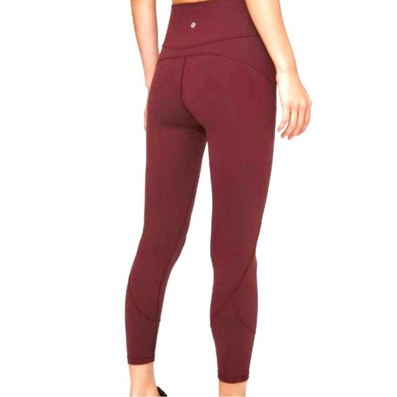 lululemon athletica Pants - Lululemon Purple Burgundy Cropped Side Pockets Luxtreme Leggings Womens 6